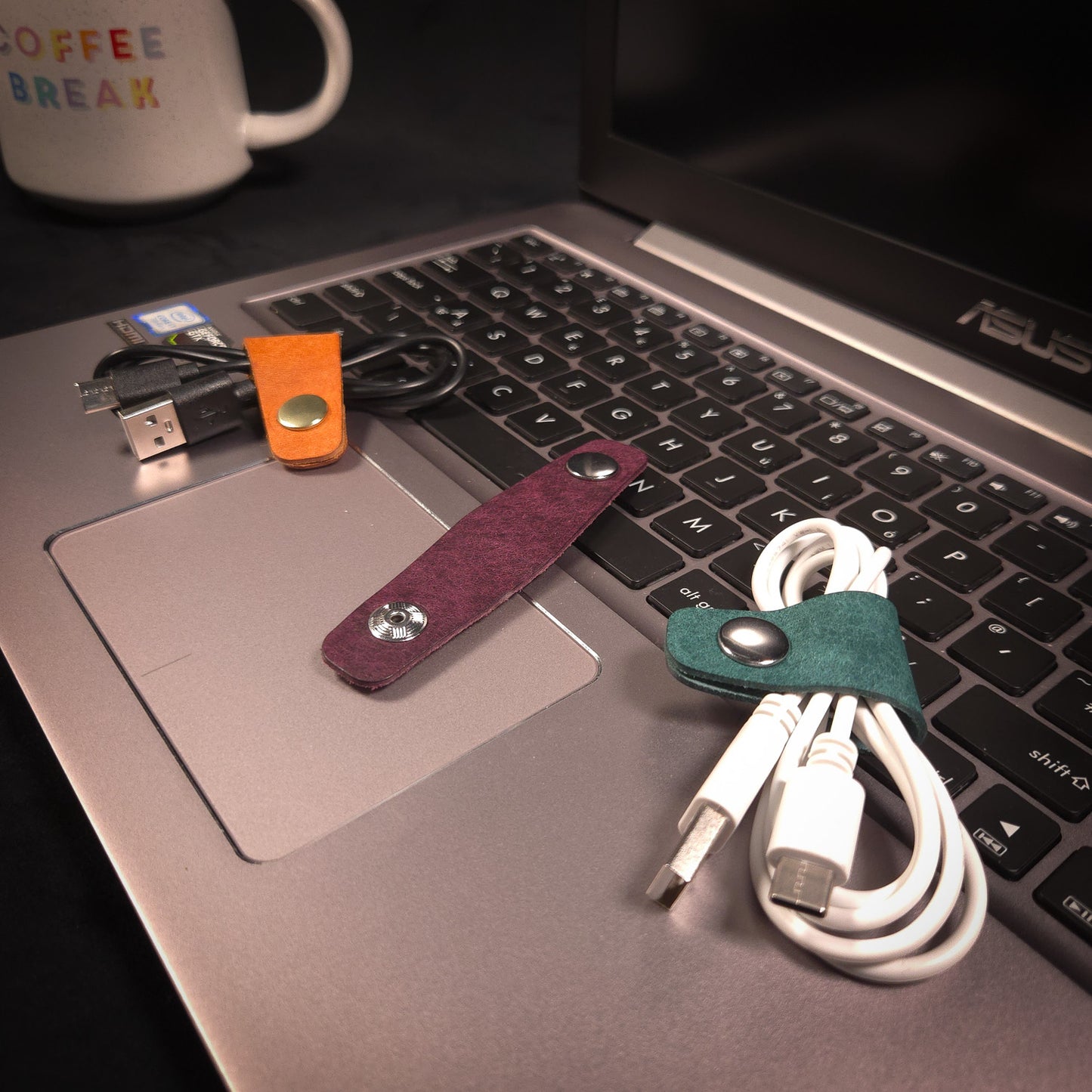 Leather Cable Wrap Organiser (Small)