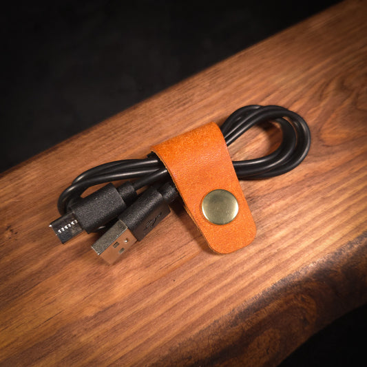 Leather Cable Wrap Organiser (Small)