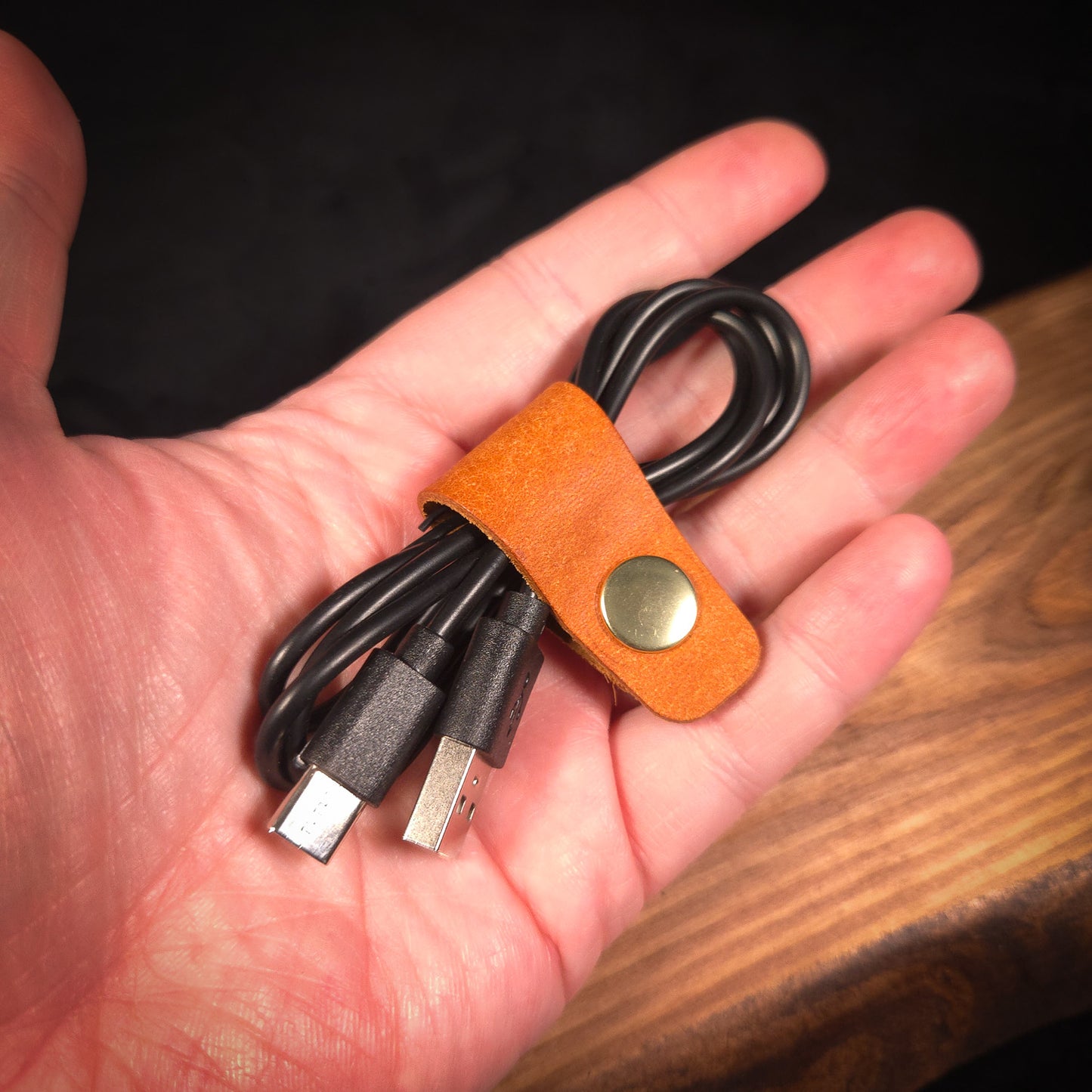 Leather Cable Wrap Organiser (Small)
