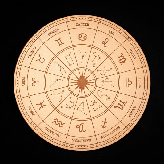 Handmade Leather Zodiac Wheel Mat