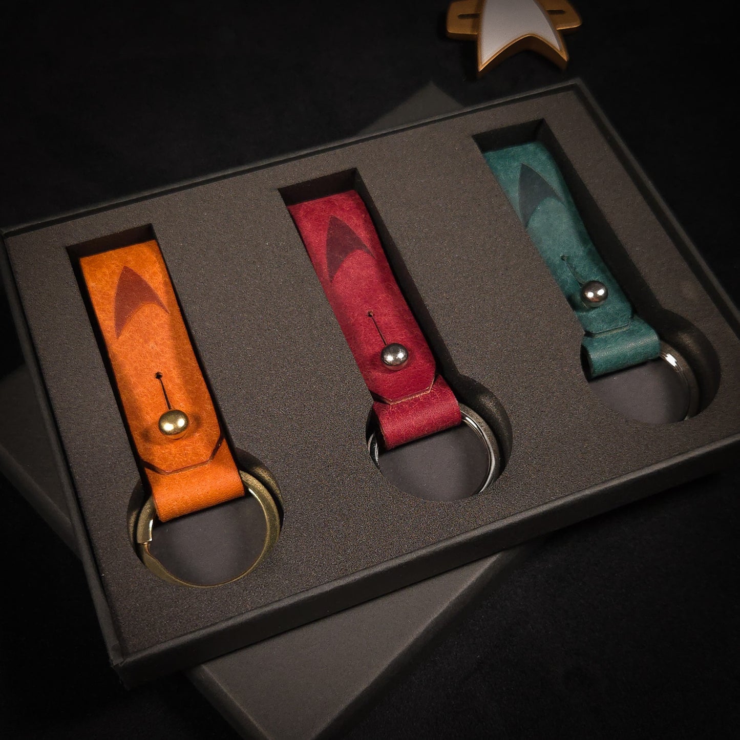 Handmade Leather Keychain Gift Set (Space)