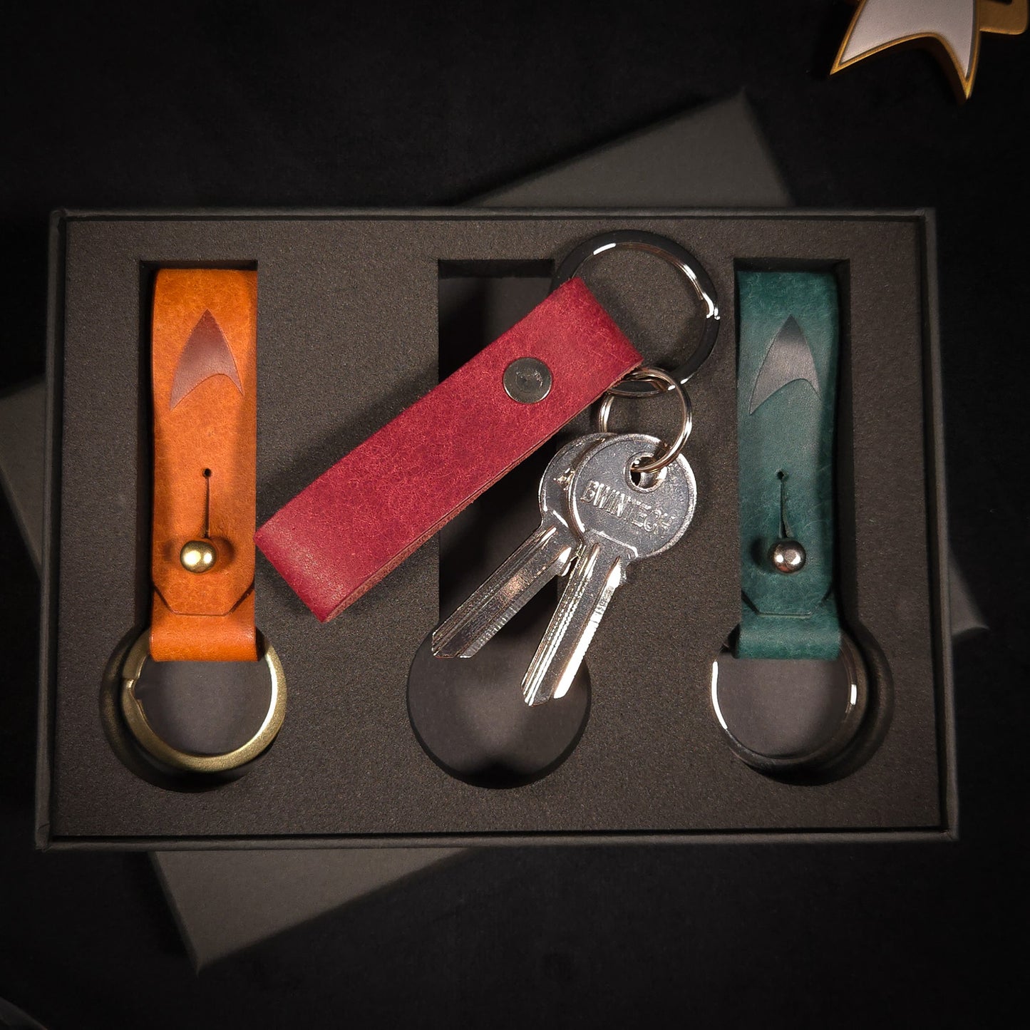 Handmade Leather Keychain Gift Set (Space)